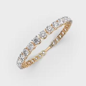 สร้อยข้อมือเทนนิสเพชรมอยส์ซอไนท์เพชรคลาสสิก14K ทองเพชรสวยงามของขวัญสำหรับงานแต่งงาน - Product Image 1