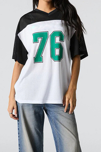 Camiseta de fútbol con cuello en V y estampado personalizado, camiseta de malla a prueba de viento de manga corta, equipo de entrenamiento transpirable de gran tamaño de poliéster 100% - Product Image 5