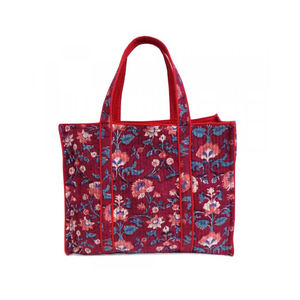 Vente directe d'usine élégant sac fourre-tout en lin bloc à la main imprimé matelassé doux coton sac de soirée rembourré - Product Image 1