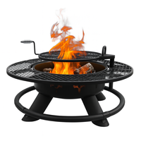 Foyer à bois Mountain Valley de 47 pouces avec grille réglable à 360 degrés, acier robuste, foyer et table de barbecue 2 en 1