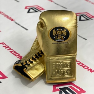 Guantes de Boxeo Personalizados Dorados 'No Boxing No Life' a Precio de Mayoreo, Cómodos para Entrenamiento y Sparring, con Cordones, para Artes Marciales Mixtas (MMA) - Product Image 1
