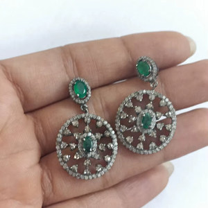 Pendientes colgantes de Esmeralda natural, gota de plata de latón, joyería fina hecha a mano, regalo para su regalo de aniversario de piedras preciosas - Product Image 1