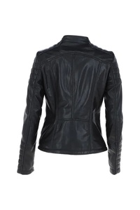 Chaqueta de cuero genuino de oveja/vaca de estilo Vintage para mujer con cierre de cremallera Logotipo personalizado Suministro de invierno ODM - Product Image 5