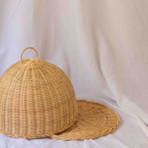 ฝาครอบอาหารหวายขายดี โดมหวายสาน ป้องกันอาหาร พร้อมหูหิ้ว สำหรับโต๊ะอาหารในครัว ป้องกันแมลงวันและยุง - Product Image 6