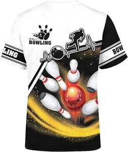 เสื้อยืดคอกลมแขนสั้นสำหรับชายและหญิงเสื้อทีมกีฬาพิมพ์ลายลูกโบว์ลิ่งแบบกำหนดเองคุณภาพพรีเมี่ยม - Product Image 5