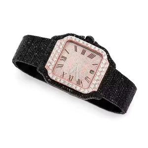 Montre de créateur de luxe Glacé-Out Argent 925 Cadran à chiffres romains Acier inoxydable Moissanite Diamant Hiphop Analogique Charme Date - Product Image 2