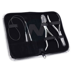 Venta al por mayor de arcoíris multicolor de acero inoxidable kit de herramientas de extensión de cabello con alicates y juego de ganchos de tracción - Product Image 5