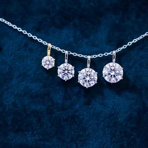 Pendentif Moissanite incolore, pendentif chaîne en argent sterling, collier simple, bijoux de mariage de fiançailles, cadeau d'anniversaire pour elle - Product Image 2