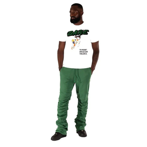 Survêtements décontractés pour hommes écologiques d'hiver 100% coton Pantalons évasés avec couleur et logo personnalisés - Product Image 1