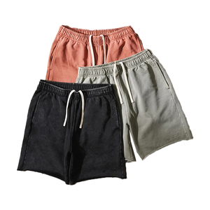 Custom Size <b>Men's</b> Vintage Distressed Acid Washed <b>Shorts</b> Eco-Friendly Solid Pattern Streetwear Jogging for <b>Man</b> Sun Faded Style - Product Image 6