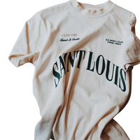 T-shirt surdimensionné personnalisé pour homme, imprimé Saint Louis, 100% coton, style streetwear décontracté, inspiration rétro, coupe ample