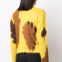 Pull en mohair pour femme en coton de dernière génération, doux et chaud, tricoté, haut d'hiver, bouton devant, pull en mohair de rue pour femme
