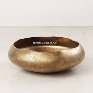 Modern New Style Shape Aluminum Disposable Eco-Friendly Food <b>Serving</b> <b>Bowl</b> Highest Quality <b>Large</b> Size Gold Plated - Product Image 5