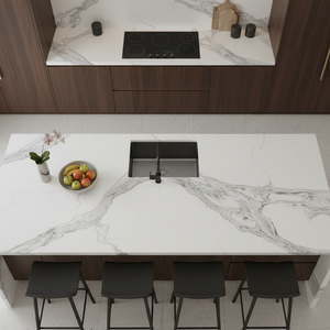 OEM calacatta Trắng grey Đá Nhân Tạo slab cao cấp trắng thạch anh đá cẩm thạch Countertop cho nhà bếp đảo bảng Vanity khách sạn hàng đầu - Product Image 1