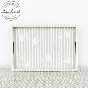Plateau d'incrustation d'os à rayures blanches Organisateur élégant fait à la main pour décor de cuisine de table basse Parfait pour offrir et servir - Product Image 3