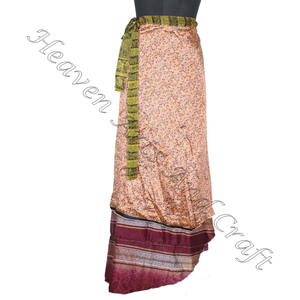 Classy Two Layered Reversible New Indian Around <b>Silk</b> Sari Wrap <b>Skirts</b> Stylish Pareo Long <b>Silk</b> Wrap <b>Skirt</b> Cover up Wear Vintage - Product Image 4