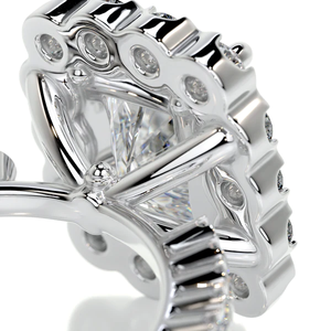 Bague de fiançailles halo en diamant de laboratoire radiant de 2,2 carats, or blanc 14 carats, diamant CVD, clarté VS, certifié IGI, style bohème - Product Image 3