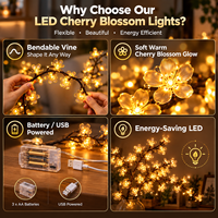 Lumière LED en forme de branche de cerisier pour centre de table de mariage, flexible, blanc chaud, lampe d'ambiance pour la maison et les fêtes