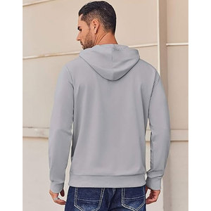 Sweat-shirt à capuche en polycoton uni pour homme, coupe régulière, manches longues, confortable - Product Image 3