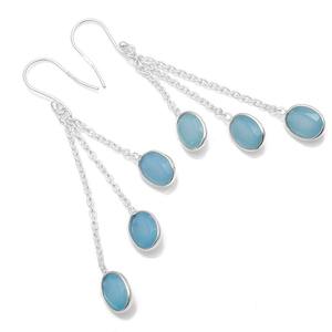 Sólido 925 sello niñas Natural fina plata pendientes joyería 925 plata esterlina Calcedonia Spinner piedra preciosa joyería hecha a mano - Product Image 1