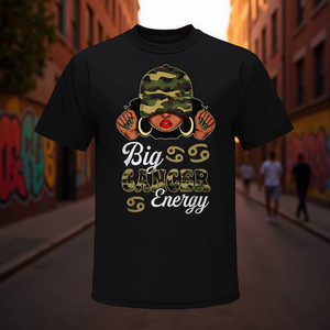 T-Shirt Promozionale con Segno Zodiacale Donna Nera Camouflage Energia del Cancro - Product Image 3