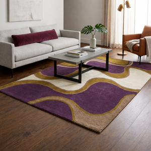 Hand Tufted Woven Modern Abstract Wool/Silk Plush Eco-Friendly Anti-Slip Rug-Purple Green Designer Living Room (Custom Size - Product Image 2