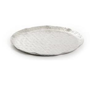 Plateau de service en métal de forme arrondie décoratif gravé à la main pour la décoration de mariage, de la maison, de la cuisine, de la restauration, article utilisé - Product Image 2