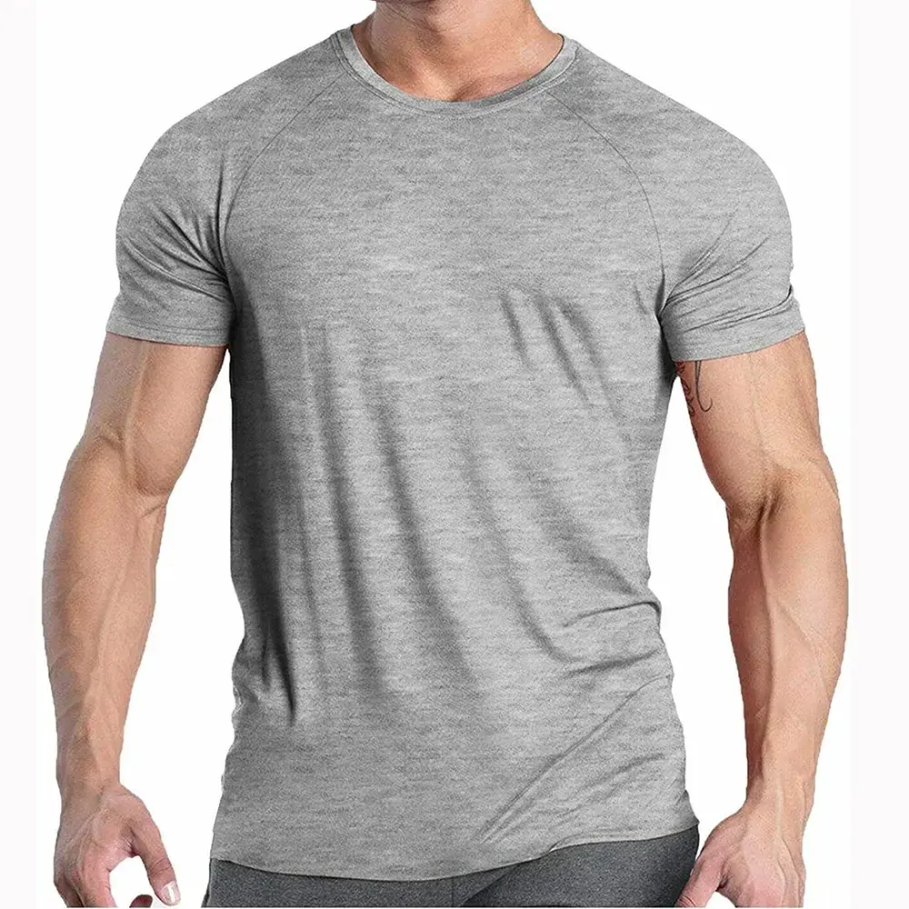 Maglietta da uomo di alta qualità con grafica 95 cotone 5 Spandex a compressione elastan elasticizzata e traspirante a manica corta da palestra