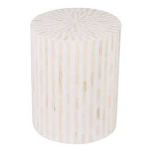 Majestueux tabouret rond moderne en incrustation d'os écologique avec incrustation de nacre pour des accents de chambre élégants - Product Image 4