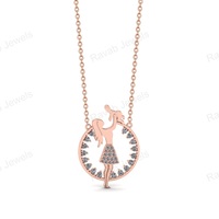 Bonne qualité 925 argent maman bébé pendentif breloque 35x25mm Zircon bijoux plaqué or femmes personnalisé bijoux fins en gros