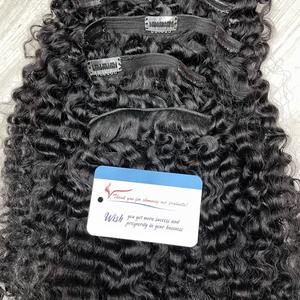 Proveedor de alta calidad superior Clip de cabello humano vietnamita en vapor rizado Negro natural Listo para enviar - Product Image 3
