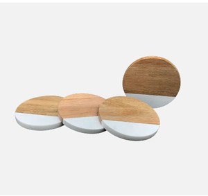 Posavasos Modernos Ecológicos de Algodón/Perlas de Colores Blancos Personalizados con Base de Corcho - Product Image 1