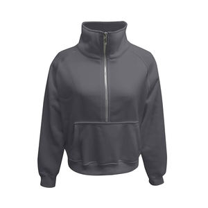 Sudaderas con capucha cortas con cremallera y cuello alto a la moda para mujer - Product Image 6