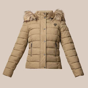 Chaqueta acolchada personalizada de diseñador para mujer, chaqueta con capucha de alta calidad, piel de oveja de satén transpirable para invierno - Product Image 1