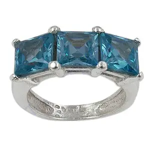 Anillo de Plata 925 con Topacio Azul para Mujer, Gema de Corte Ovalado, Joyería Fina, Anillo de Hombre Chapado en Rodio - Product Image 1