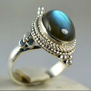 Boho Chic <b>Labradorite</b> Oval Cut 925 Sterling Silver Handmade <b>Ring</b> Perfect November Birthstone Jewelry Gift for Her Birthday - Product Image 5