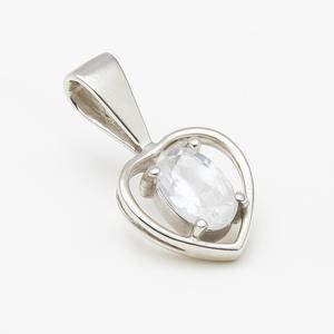 Colgante de Piedra Lunar con Corte Ovalado en Forma de Corazón en Plata de Ley con Baño de Rodio, Diseño Minimalista para Bodas y Fiestas, Unisex - Product Image 3