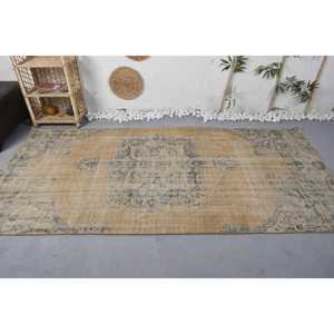 พรมวินเทจขนาด 4.7x9.3 ฟุต พรมตุรกีขนาดใหญ่ พรมขนสัตว์ลายดอกไม้สีเบจฟ้า - Product Image 3