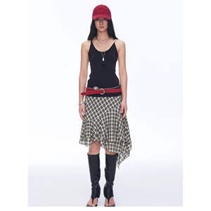 กระโปรงบัลเลต์ทรงเต็มตัวลายสก็อตแบบสบายๆ ผ้าทอพร้อมตกแต่งระบาย - Product Image 1
