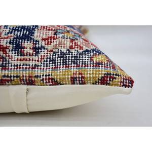 Multicolor Bohemian 16x24 Wool Kantha <b>Pillow</b> Vintage Embroidered Floral Print Woven Patchwork Decorative Cushion 18x18 Inch - Product Image 4