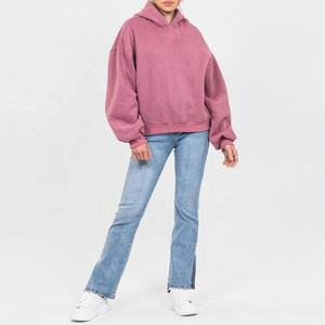 Sudadera con capucha de gran calidad para mujer, sudadera de manga larga gruesa y pesada con estampado de pantalla, sudadera Lisa para mujer, Sudadera con capucha de algodón con logotipo personalizado para mujer - Product Image 3