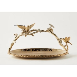 Antique Design Gold Plated Home Decorative Food <b>and</b> Snacks <b>Server</b> Platters Premium Quality Sparrow Designer Metal Food <b>Bowl</b> - Product Image 1