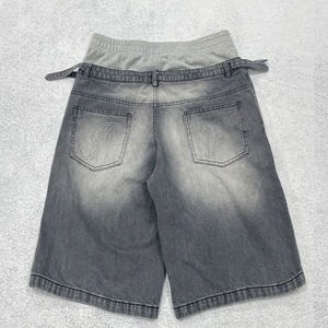 Short en jean double taille personnalisé OEM, style streetwear, délavé à l'acide, patchwork vintage, jorts délavés au soleil, short en jean pour hommes - Product Image 4