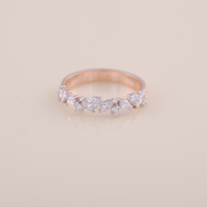 IGI Certified Marquise & Round Diamond Half Eternity <b>Ring</b> in 14K Rose / Yellow & White Gold - Product Image 5