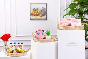 Bandeja larga para fiestas de cumpleaños de precio bajo de calidad estándar con bandejas para servir con asa en diseño de hotel de ratán de color marrón - Product Image 2