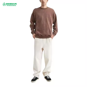 Sweat-shirt à col rond surdimensionné pour homme, de bonne qualité, personnalisé, marron, effet délavé, imprimé lettres, décontracté - Product Image 6