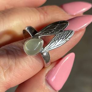 Bague en pierres précieuses Prehnite 925 bague en argent Sterling pour femme bijoux faits à la main bague de fiançailles pour fiancée bijoux mignons - Product Image 1