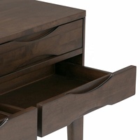 Mid-Century Modern Klappbarer 4-Schubladen Konsolentisch Dunkelbraune Oberfläche Massivholz Villa Flur Deko Hauseingang Hotel Wohnzimmer