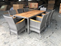 Ensemble de table à manger moderne de luxe, best-seller, avec coussins de siège, en rotin/osier, 8 places, durable, non empilable, pour l'extérieur