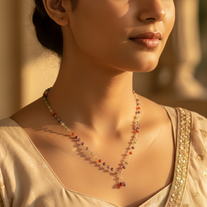 Collar de Plata 925 con Cuentas de Piedras Preciosas Estilo Bohemio para Mujer con Granate, Ágata, Cuarzo, Coral, Concha, Perla, Regalo Religioso - Product Image 2